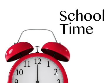 alarm clock with school time text