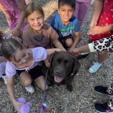 Kids with the school dog 
