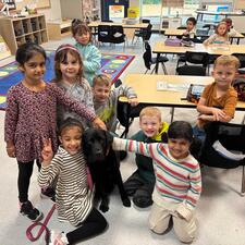 kids with school dog